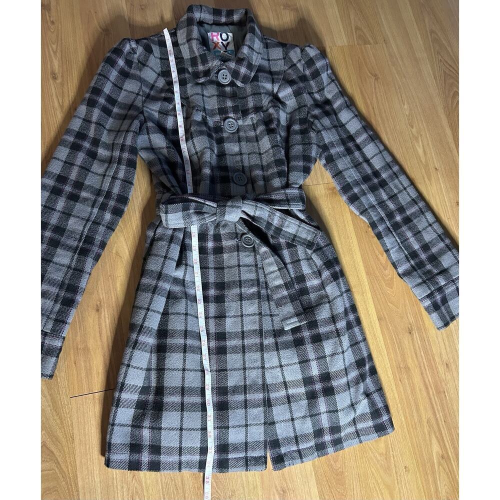 Y2K Vintage Roxy Plaid Pea coat Pink Black Women’s Lg 90s Dress Coat - Picture 5 of 12